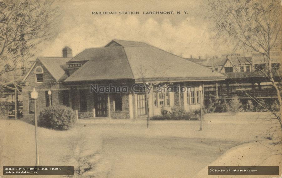 Postcard: Railroad Station, Larchmont, New York